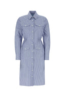 Prada Embroidered Chambray Shirt Dress