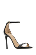 Stuart Weitzman Black Leather Nudist Sandals