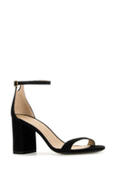 Stuart Weitzman Black Suede Nudist Block Sandals