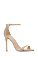 Stuart Weitzman Silver Fabric Nudist Ii Sandals