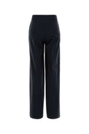 Max Mara Midnight Blue Stretch Cotton Orche Wide Leg Pant