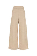Max Mara Melange Sand Cotton Blend Tay pantalón ancho
