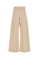 Max Mara Melange Sand Cotton Blend Tay pantalón ancho