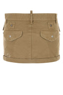Dsquared Khaki Canvas Mini Skirt