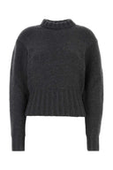 Alexander McQueen Melange Dark Grey Stretch Woll Mischpullover