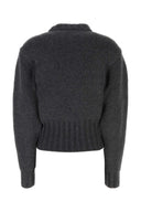 Alexander McQueen Melange Dark Grey Stretch Woll Mischpullover