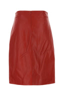Loulou Red Leather Ekare Skirt
