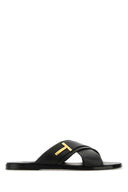 汤姆·福特黑色皮革拖鞋