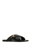 汤姆·福特黑色皮革拖鞋