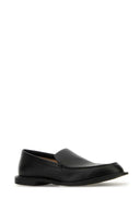 The Row Black Leather Nic Loafers