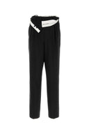 Pantalón de enlace de pierna ancha de lana negra magliano