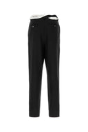Pantalón de enlace de pierna ancha de lana negra magliano