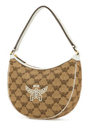 Mcm Embroidered Raffia Himmel Ascending Moon Shoulder Bag
