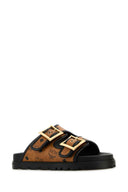 Mcm Printed Canvas Slippers