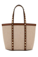 Valentino Garavani Two Tone Canvas Medium Rockstud Handbag