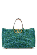 Valentino Garavani Two Tone Raffia Medium Shopping Bag