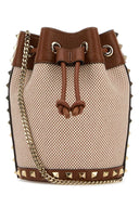 Valentino Garavani Two Tone Canvas Rockstud Bucket Bag