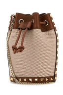 Valentino Garavani Two Tone Canvas Rockstud Bucket Bag
