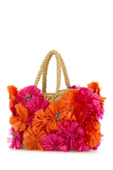 Valentino Garavani Embellished Raffia V Logo Signature Handbag