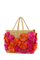 Valentino Garavani Embellished Raffia V Logo Signature Shopping Bag