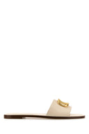 Valentino Garavani White Leather V Logo Slippers
