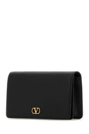 Valentino Garavani Black Leather V Logo Signature Clutch
