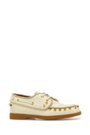 Valentino Garavani Ivory Leather Lace Up Shoes