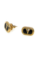 Valentino Garavani Two Tone Enamel And Metal V Logo Earrings