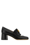 Valentino Garavani Black Leather V Logo Pumps