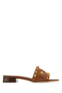 Valentino Garavani Caramel Leather Plaster Caster Slippers