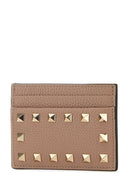 Valentino Garavani Powder Pink Leather Rockstud Card Holder