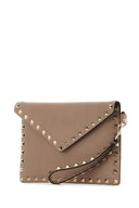 Valentino Garavani Antiqued Pink Leather Rockstud Clutch