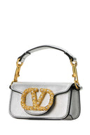 Valentino Garavani Silver Leather Micro Locã² Handbag