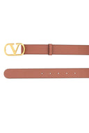 Valentino Garavani Dark Pink Leather V Logo Belt