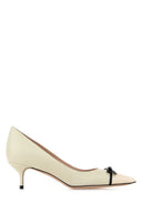 Valentino Garavani White Leather V Logo Pumps