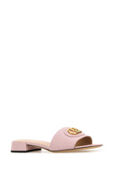 Valentino Garavani Pink Leather V Logo Signature Slippers