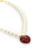 Valentino Garavani Ivory Pearls Coeur Royal Necklace
