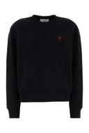 Ami Black Stretch Cotton Sweatshirt