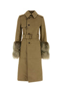 Bawełniany płaszcz Burberry Khaki