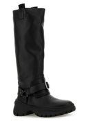 Botas de pisotón de cuero negro de Burberry