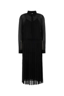 فستان قميص البوليستر الأسود