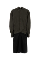 Maison Margiela Two Tone Poplin And Wool Shirt Dress