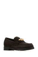Jimmy Choo Dark Brown Suede Maddie Diamond Loafers