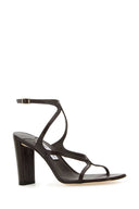 Jimmy Choo Brown Leather Azie 85 Sandals