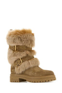 Gianvito Rossi Camel Suede And Fur Maverick Ankle Boots