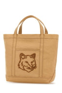 Maison Kitsune Beige Canvas Small Handbag
