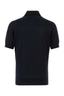 Brunello Cucinelli Midnight Blue Silk Blend Polo Shir