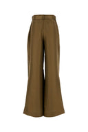 Zimmermann Olive Green Satin Crush Wide Leg Pant
