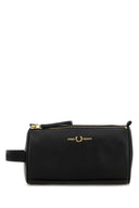 Fred Perry Beauty Case aus schwarzem Leder