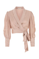 Zimmermann Pastel Pink Silk Wrap Blouse